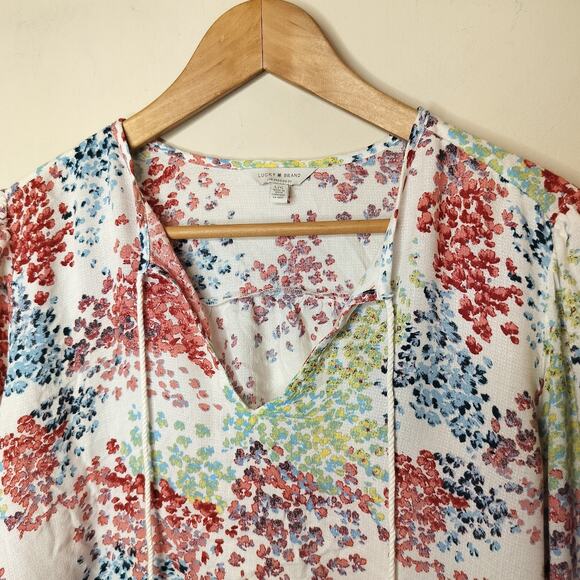 Lucky Brand Tasseled Boho Floral Top - Picture 7 of 9